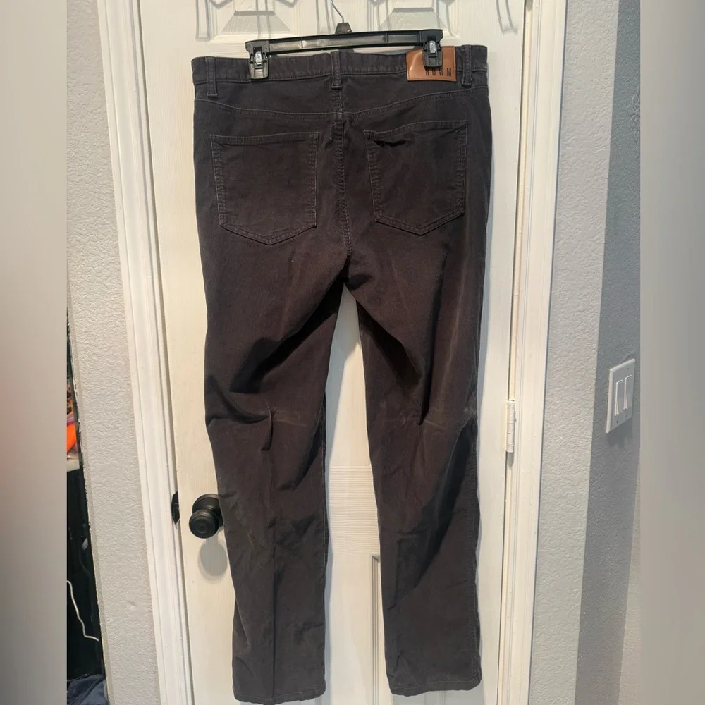 💙👉🔥ROWM Men’s Jeans 36x34 Dark Gray Corduroy Straight Fit Casual Denim Jeans